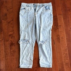 Blue Relaxed Fit Distressed Jeans